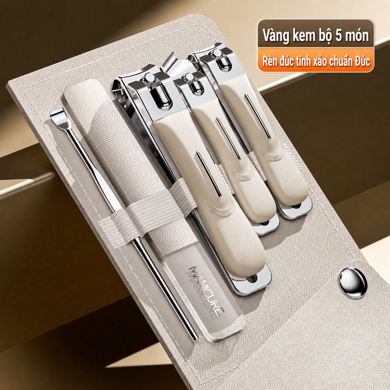 Bộ 5 bấm móng tay - Vàng kem