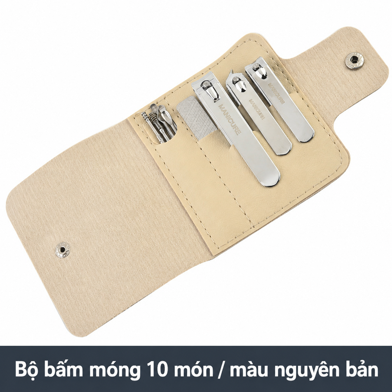 Bộ chăm sóc móng tay gấp đôi túi 10 món - Bạc